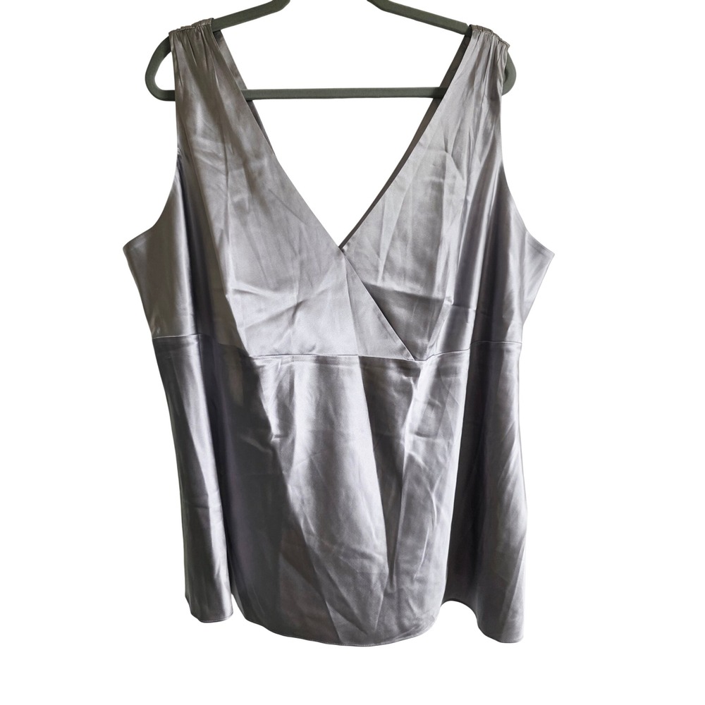 INC International Concepts 24W Pewter Silk Blend Surplice V-Neck Tank Top 3X NWT - Picture 7 of 12